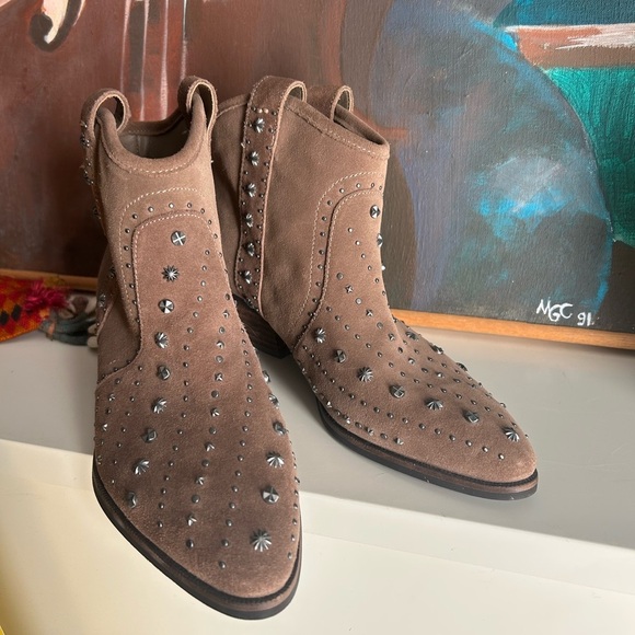 Sam Edelman Studded Brown Suede Ankle Boots 6.5" - Picture 5 of 16